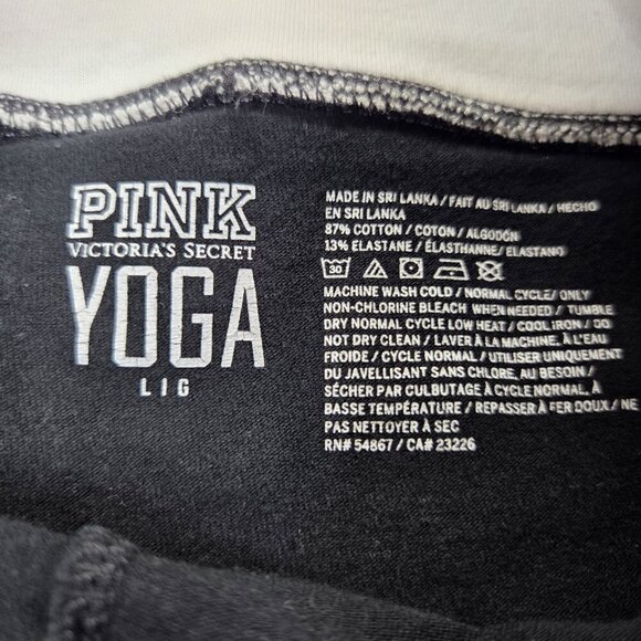 Victoria Secret PINK LOVE Black Yoga Cropped Fold Over Pants Sequins Large Y2k - Picture 7 of 12